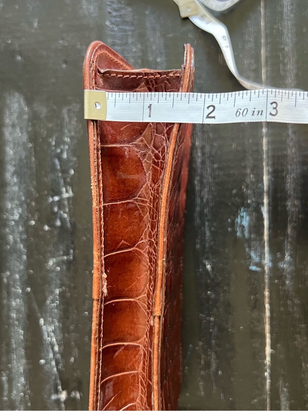 Nine West Brown Croc-Embossed Leather Wristlet - Picture 9 of 11